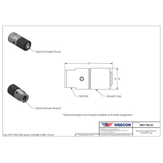 WES1750-SC Wescon Model 1750 Quick Change Chuck - Smooth Cap