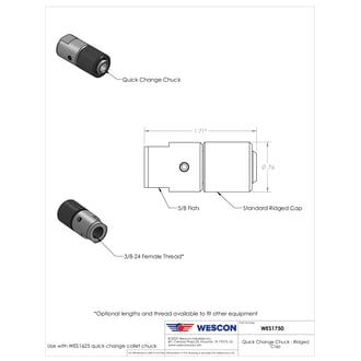 WES1750 Wescon Model 1750 Quick Change Chuck - Ridged Cap