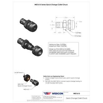 WES1615-40 Wescon 1615 Quick Change Collet Chuck - Size #40 (0.0980in)