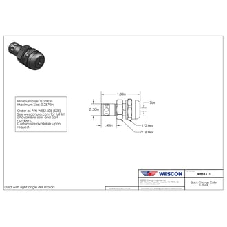 WES1615-1875 Wescon Model 1615 Quick Change Collet Chuck - Size 3/16 .1875 in