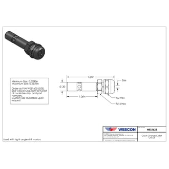 WES1625-30 Wescon Model 1625 Quick Change Collet Chuck - Size #30 .1285 in
