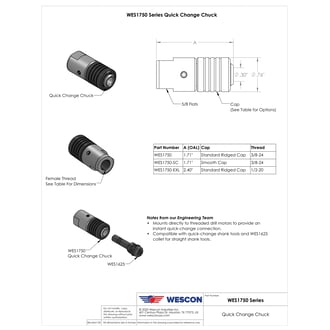 WES1750-SC Wescon 1750 Quick Change Chuck - Smooth Cap