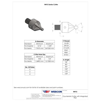 W415004R Carbide Tipped 5/32" Countersink Cutter, 100° 1/2" Body
