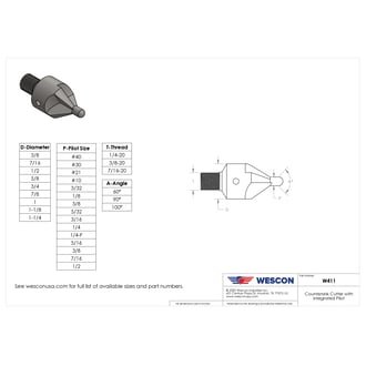 W415003G Countersink 0.125 inch 100 0.5 inch High Speed Steel