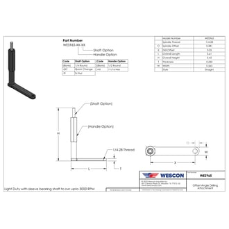 WES965-TF Pancake Drill Attachment Tri-Flats Shaft Straight 3.05 in Offset