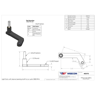 WES970-QC Pancake Drill Attachment Quick Change Shaft Right Hand 2.63 in Offset
