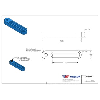 WES5900-1 Wescon WES5900 Threaded Type Adjustable Drill Bar - 3/8-16 Bushing