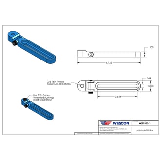 WES5902-1 Wescon WES5902 Threaded Type Adjustable Drill Bar - 3/8-16 Bushing
