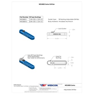 WES5800-2 Wescon WES5800 SR Type Adjustable Drill Bar - 3/4 in Bushing