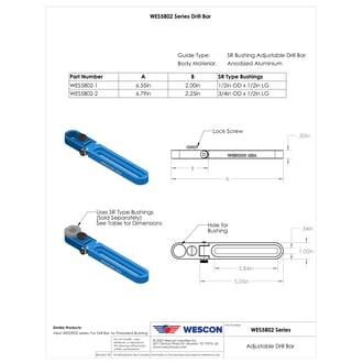 WES5802-2 Wescon WES5802 SR Type Adjustable Drill Bar - 3/4 in Bushing