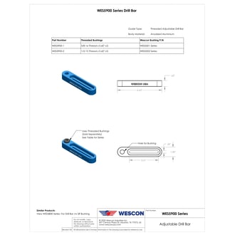 WES5900-2 Wescon WES5900 Threaded Type Adjustable Drill Bar - 1/2-13 Bushing