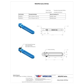 WES5902-2 Wescon WES5902 Threaded Type Adjustable Drill Bar - 1/2-13 Bushing