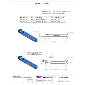 WES5903-2 Wescon WES5903 Threaded Type Adjustable Drill Bar - 1/2-13 Bushing
