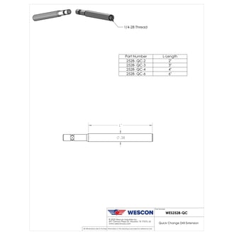 WES2528-QC-3 Wescon WES2528-QC-3 Quick Change Drill Extension 3" Length
