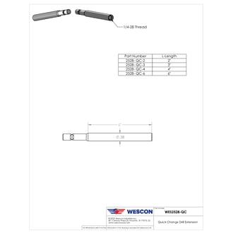 WES2528-QC-6 Wescon Model WES2528-QC-6 Quick Change Drill Extension 6" Length