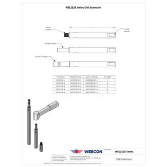WES2528-SS-6 Wescon WES2528-SS-6 Straight Shank Drill Extension 6" Length