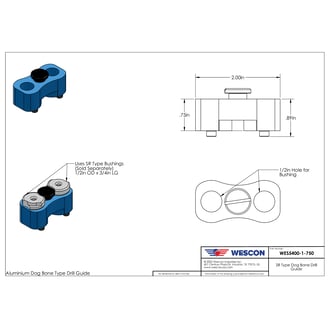 WES5400-1-750 Wescon Model WES5400 SR Type Dog Bone Drill Guide 1/2"