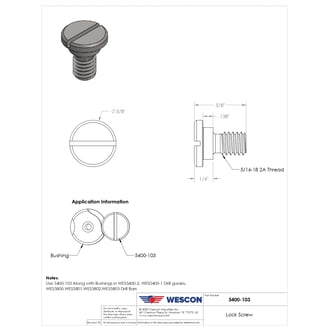 WES5400-103 Wescon 5400-103 Lock Screw, 5/16-18 2A Thread