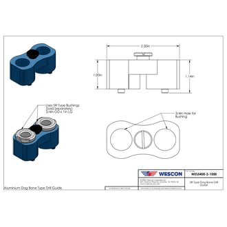 WES5400-2-1000 Wescon Model WES5400 SR Type Dog Bone Drill Guide 3/4"