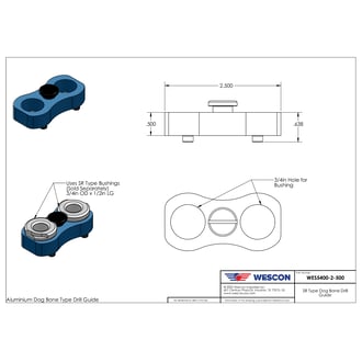 WES5400-2-500 Wescon Model WES5400 SR Type Dog Bone Drill Guide 3/4"