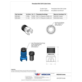 WES5602 Wescon WES5602 Threaded Type Mini Drill Guide - 1/2"-13 Threaded
