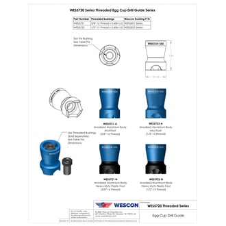 WES5722-A Wescon WES5722 Threaded Egg Cup Drill Guide - Aluminum Foot