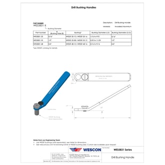 WES5831-48 Wescon WES5831 Handle for SF Drill Bushings - 3/4"