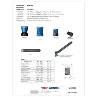 WESKIT005 Threaded Drill Guide and Drill Bushing Assembly Kit