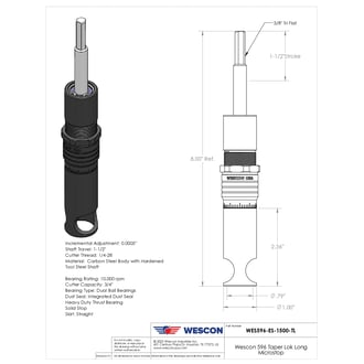 WES596-ES-1500-TL Wescon Taper Lok Microstop - 1/4-28 - 3/4" Cutter Capacity - Straight Skirt