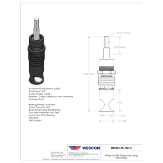 WES596-ES-750-TL Wescon Taper Lok Microstop - 1/4-28 - 3/4" Cutter Capacity - Straight