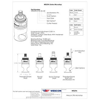 WES296-S3L-QC Wescon 296 Microstop - 1/4-28 - 5/8" Cutter Capacity - 3-Leg