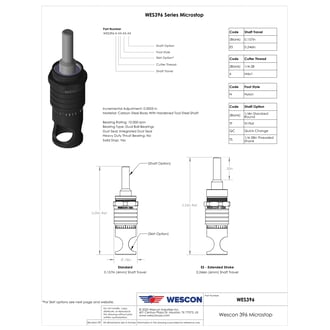 WES396-S3L-TS Wescon 396 Microstop - 1/4-28 - 1/2" Cutter Capacity - 3-Leg