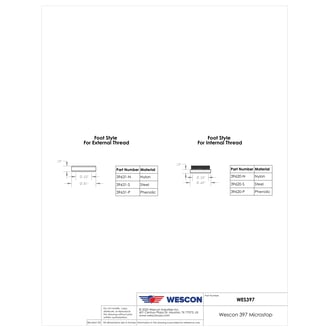 WES397-SIN-QC Wescon 397 Stainless Steel Microstop - 1/4-28 - 7/16" Cutter Capacity - Slotted Internal Thread Skirt - Nylon Foot