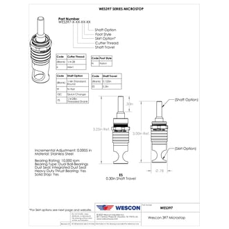 WES397-S-QC Wescon 397 Stainless Steel Microstop - 1/4-28 - 1/2" Cutter Capacity - Straight Skirt