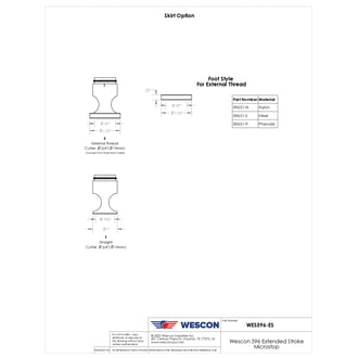 WES596-ES-1000-EP Wescon 596-ES Extended Stroke Microstop - 1/4-28 - 5/8" Cutter Capacity - External Thread Skirt - Phenolic Foot