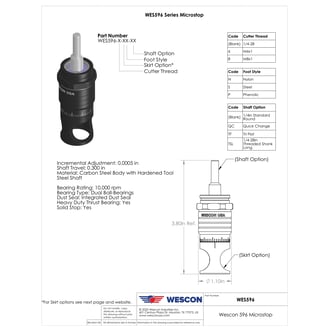 WES596-BF-TF Wescon 596 Microstop - 1/4-28 - 7/8" Cutter Capacity - Bell Flanged Skirt