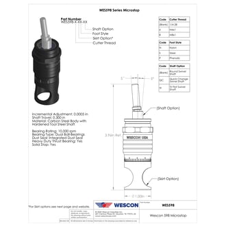 WES598-8-S-875 Wescon 598 Microstop - M8x1 - 15.88 mm Cutter Capacity - Straight 0.875 in OD Skirt