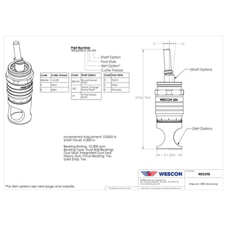 WES598-8-SF-TF Wescon 598 Microstop - M8x1 - 19 mm Cutter Capacity - Spherical Flanged Skirt