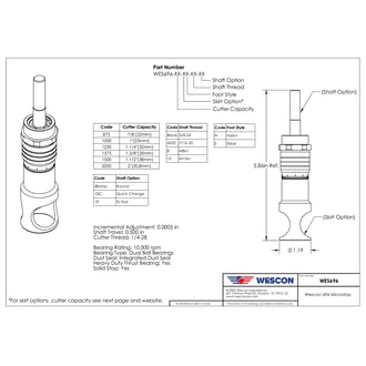 WES696-10-1000 Wescon 696 Microstop - M10x1 - 25 mm Cutter Capacity - Straight Skirt
